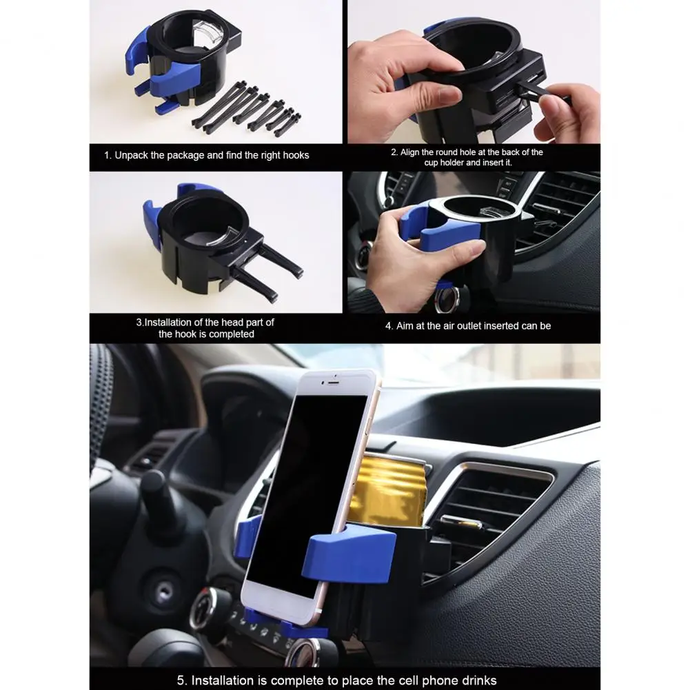 

Phone Holder Outlet Air Vent Cup Holder Versatile Car Organizer Universal Cup Holder with Phone Mount Air Vent for Storage