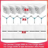 For Cecotec Conga 9990 AI/Conga 9590/Conga 10090 AI Spin Revolution Ultra Power Home Vacuum Parts Side Brush Dust Bag