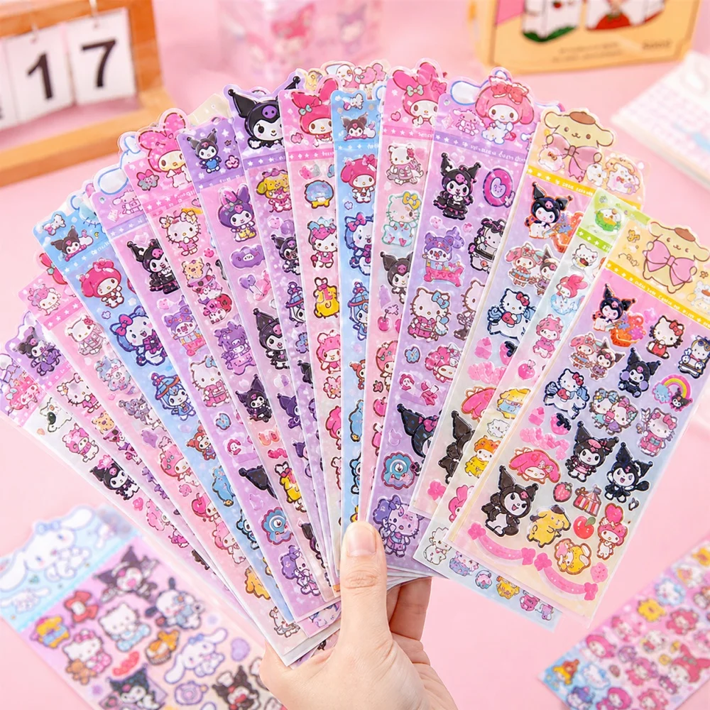 

20 Sheets Sanrio Kawaii Sticker Pack Hello Kitty Kuromi My Melody Cinnamoroll for Planner Laptop Phone Bottle Girls Gifts Toys