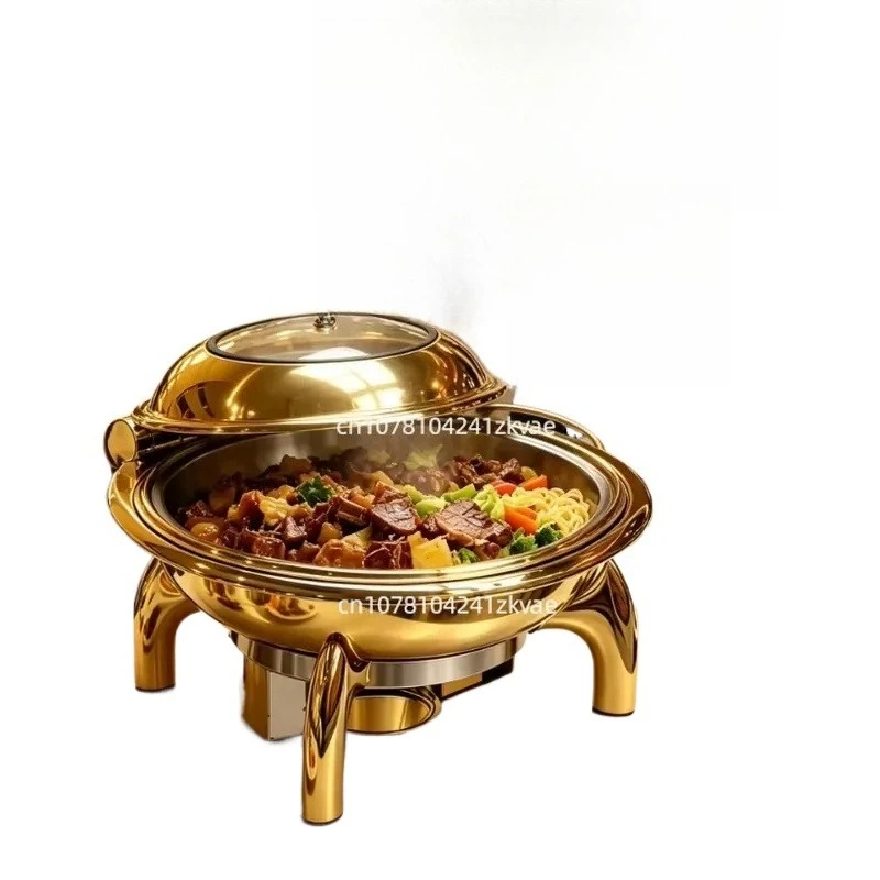 6L Round Furnace Stainless Steel Heated Plate Restaurant Hotel Buffet Buffet Service