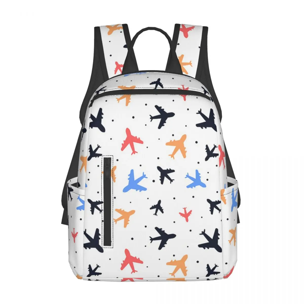 Random Airplanes Pattern Aviation Fighter Pilot Backpack Daypack Large Capacity BookBag School Bag Shoulder Bags for Men Women