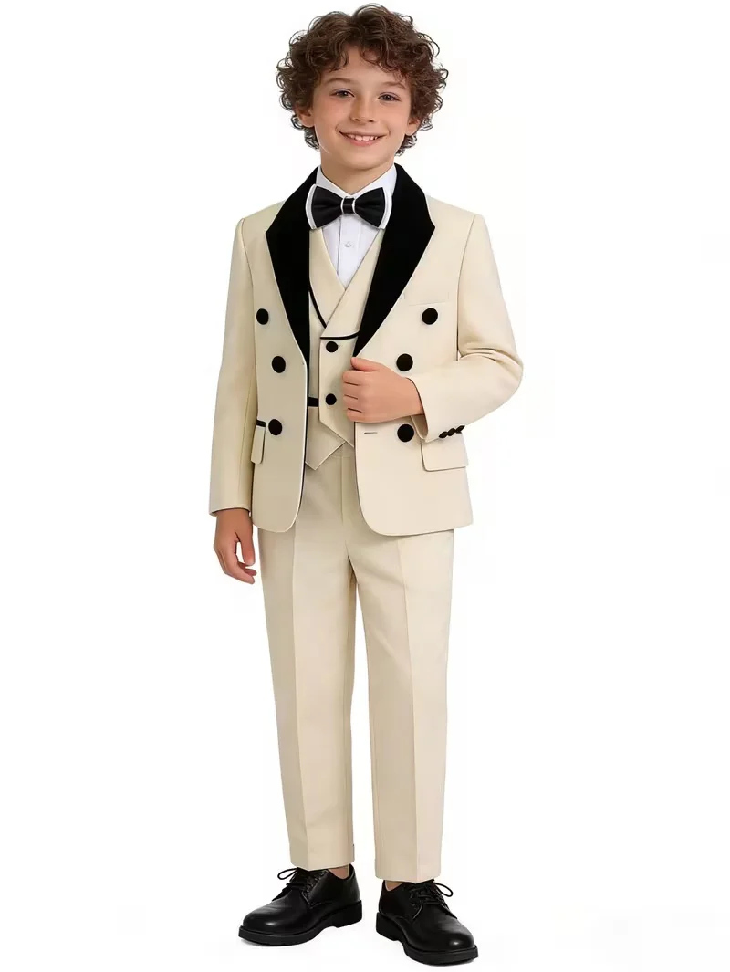 Spring Autumn Kids  Suit Set Boys Formal Weddding Dress British Children Performance Piano Host Birthday Photography Costume