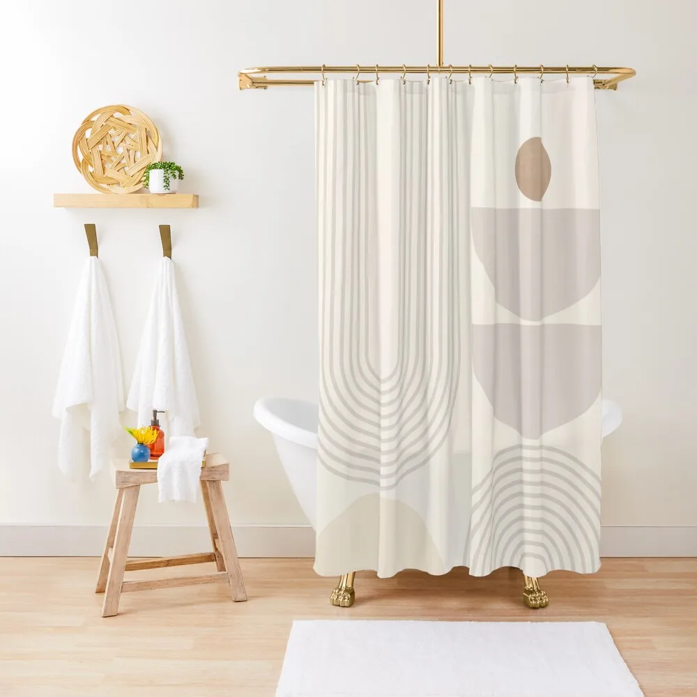 Neutral tone Mid century modern rainbow Shower Curtain Shower Sets For Bathroom Bathroom Accessory Curtain