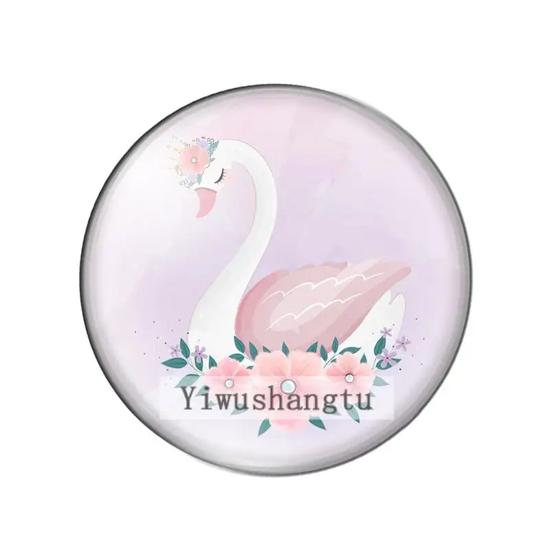 Cute little princess Swan wish royal crown 8mm/10mm/ 12mm/Round photo glass cabochon demo flat back Making findings ZB0543