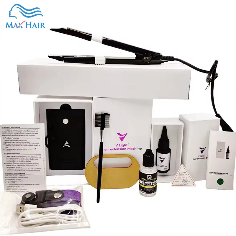 

V-Light Technology Hair Extension Machine Hair Extension Glue Maxhair Tape Hair Extension Tools Kit Set V light Remover Glue