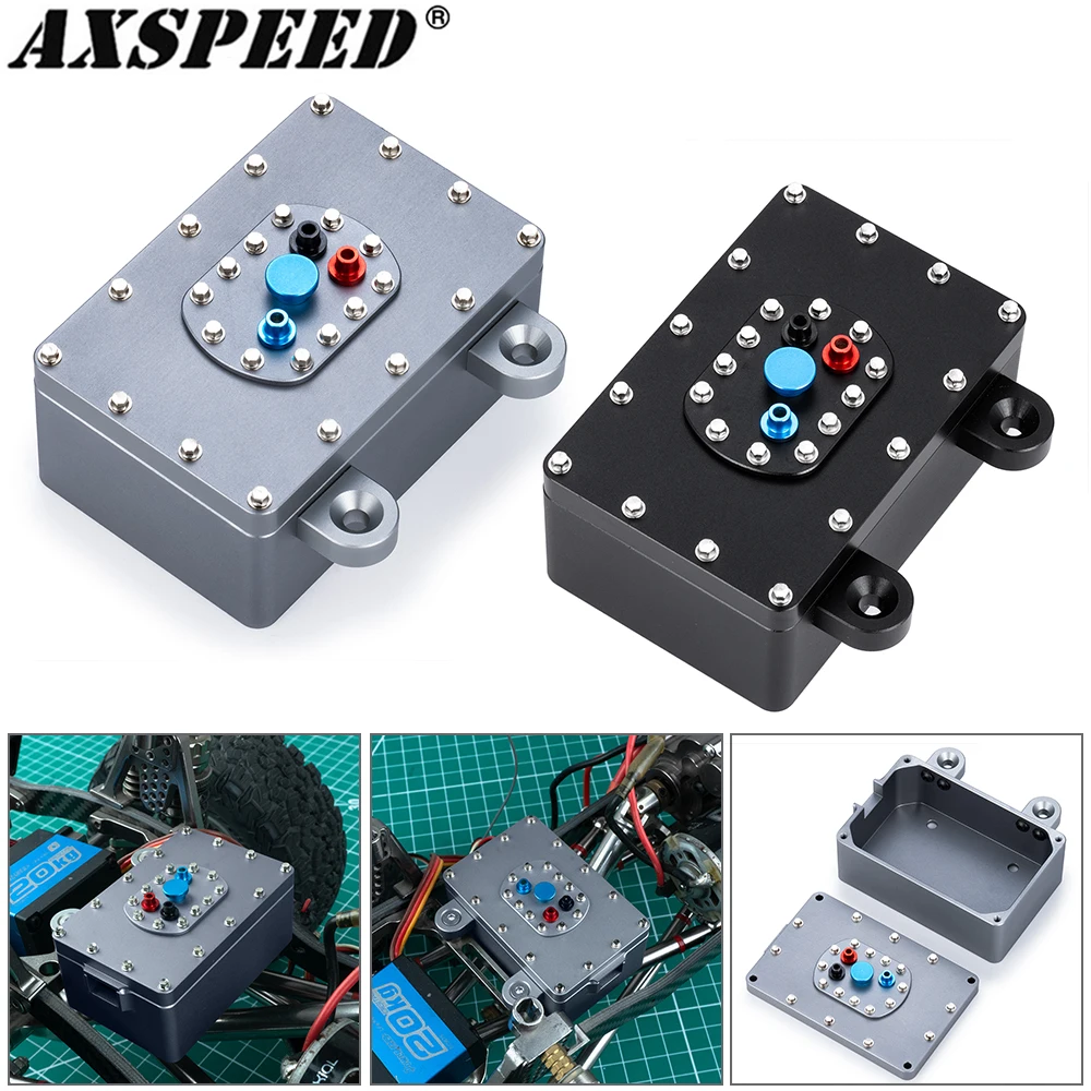 AXSPEED Aluminum Receiver Box Fuel Cell Equipment Box 60*40*26mm for 1/10 Axial SCX10 Capra PRO VS4-10 Phoenix TRX4 TRX6 TF2