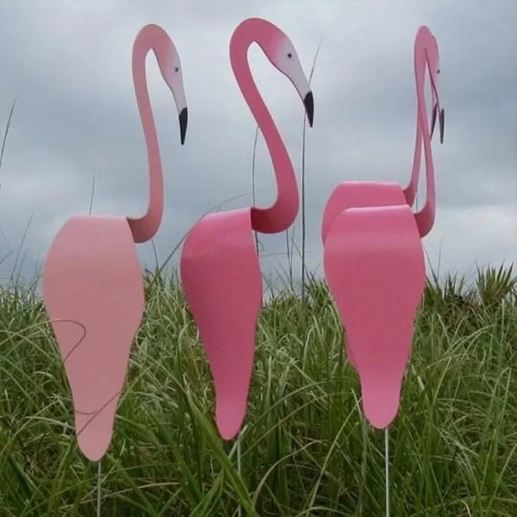 3D Garden Flamingo Decoration Colorful Swirl Birds Move With The Wind Creative Outdoor Yard Erected Furnishings Adornment