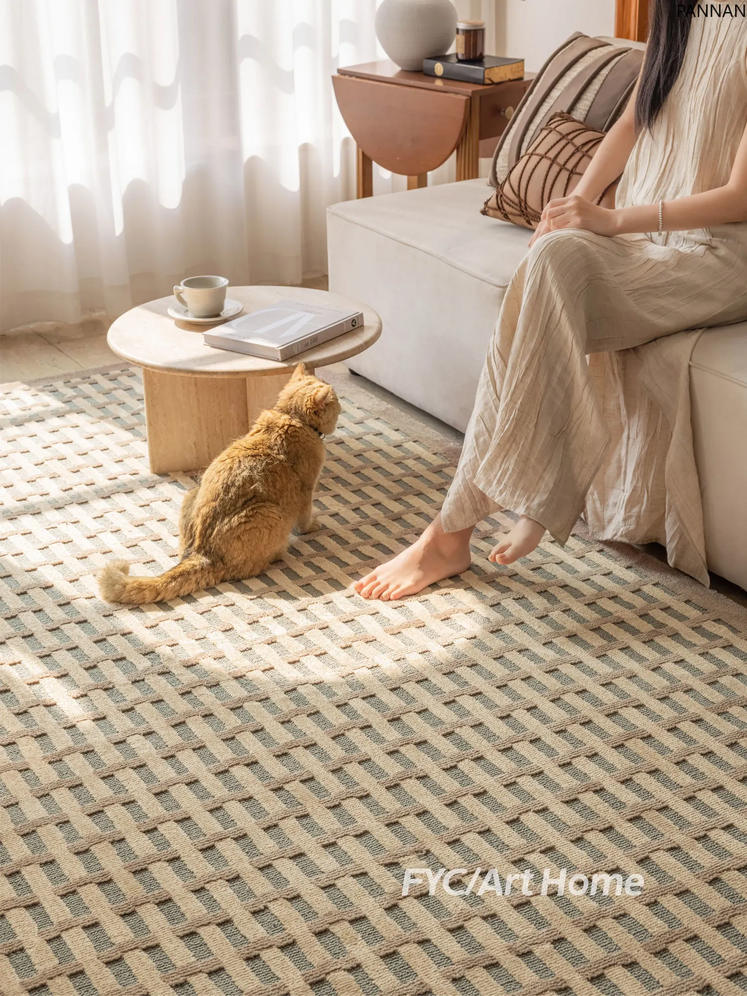 

Retro carpet super soft medieval cream style living room study bedroom coffee table blanket