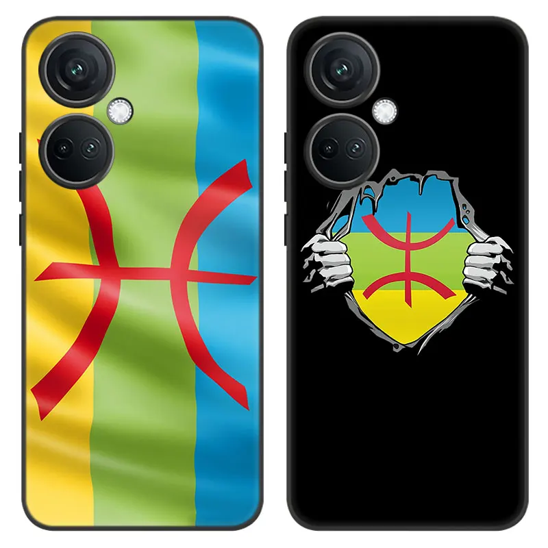 Amazigh Berber Flag Cartoon Cover Black Phone Case For OnePlus Nord CE3 Lite 3 12 11 2T N30 CE2 N300 N200 10 9RT ACE 2V Pro 5G