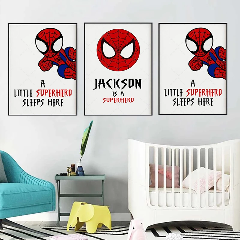 Canvas Painting Disney Classic Marvel Cartoon Spiderman Superhero Prints Wall Art Posters Picture for Boy Living Room Home Decor