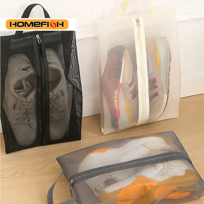 HOMEFISH Nylon-Reiseschuhtasche mit Reißverschluss, atmungsaktiver Schuhaufbewahrungsbeutel, multifunktionaler Make-up- und Wäsche-Organizer für Männer und Frauen – Detail 2