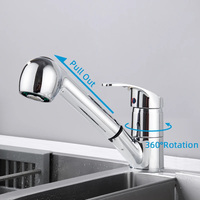Pull Out Kitchen Sink Faucet with 2 Water Flow Modes Stream Sprayer Head 360 Degrees Telescopic Faucet Hot and Cold Mixer Tap