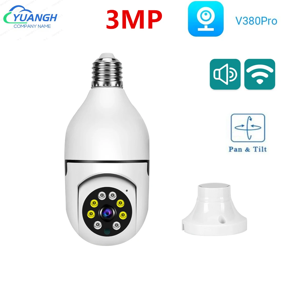 

V380 Pro Smart Home Security WIFI CCTV IP Camera 3MP Two Ways Audio IR Night Vision Indoor Wireless Light Bulb PTZ Camera