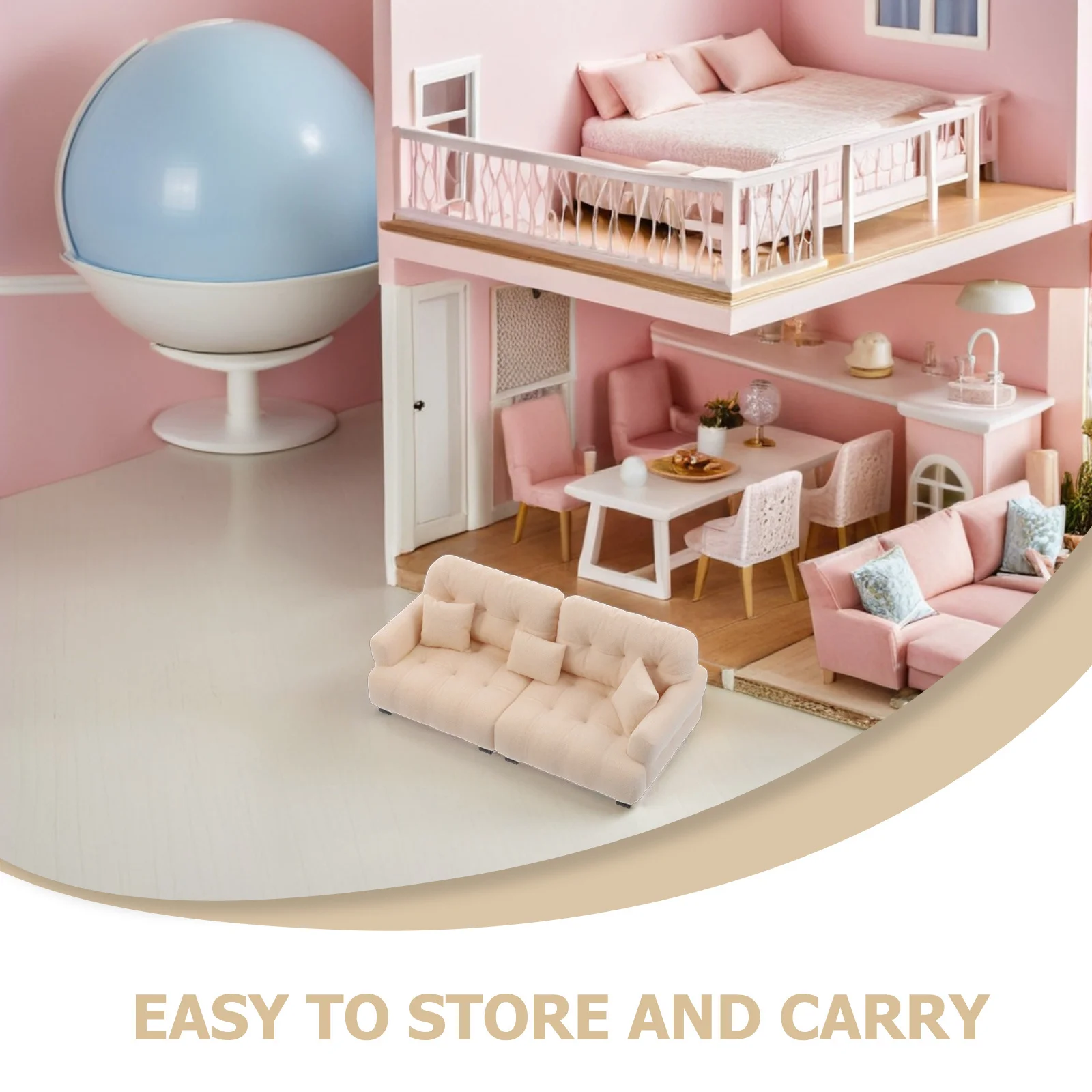 โซฟาจิ๋ว สเกล 1:25 เฟอร์นิเจอร์ขนาดกะทัดรัดมีสไตล์สำหรับพื้นที่อยู่อาศัยในบ้านตุ๊กตา - เพิ่มความสมจริงสำหรับการตกแต่งบ้านและการใช้งานแบบอินเทอร์แอคทีฟ