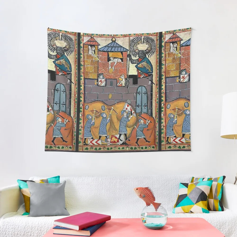 

German Medieval Siege Battle Scene Tapestry Bedrooms Decorations