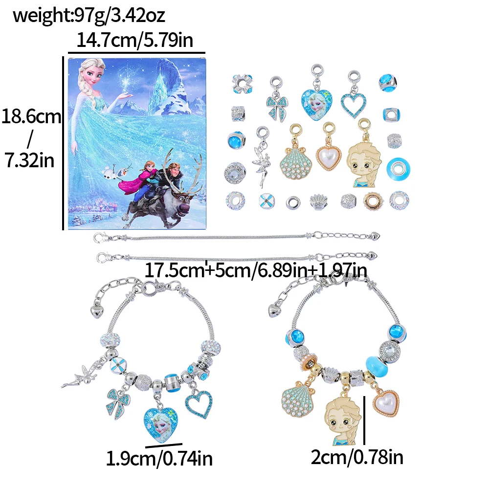 Disney Movie Frozen Figure Advent Surprise Blind Box Fashion Charm DIY Elsa Princess Pendant Toy Gift for Holiday Accessory