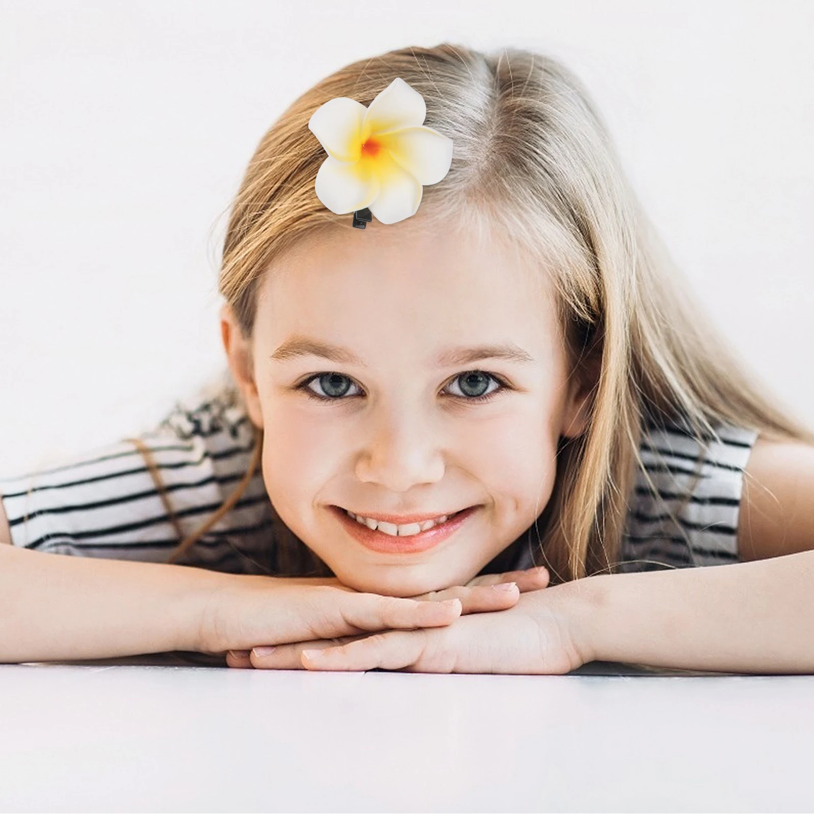

24 Pcs Artificial Flower Headdress Hair Clips Hawaii Flowers Girl Plumeria Floral Tropical Colorful Claw Barrettes