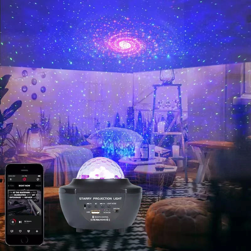 Led Starlight Projection Christmas atmosphere nightlight laser water pattern Starlight 5V charging Bluetooth music home