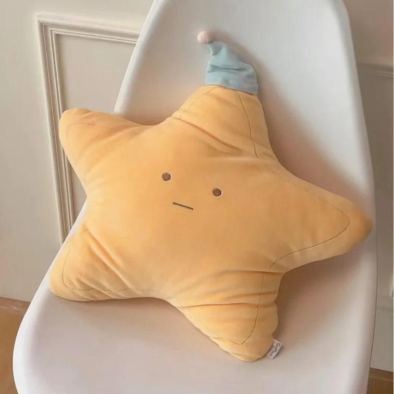 Alta qualidade amarelo estrela plushie almofada recheado bonito tempo brinquedo de pelúcia para o quarto do miúdo decoração sofá lance travesseiro meninas presente