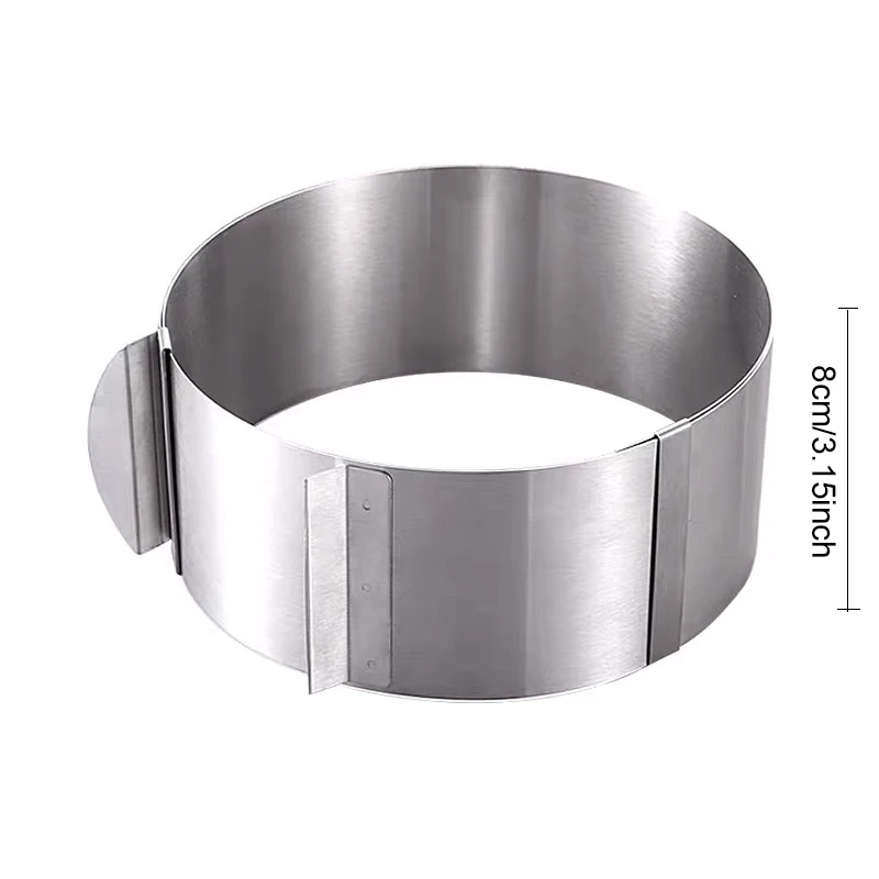 Retractable Stainless Steel Round Mousse Mold – Adjustable Cake Ring Reusable Pastry Baking Ring for Home Kitchen Cake TMZ