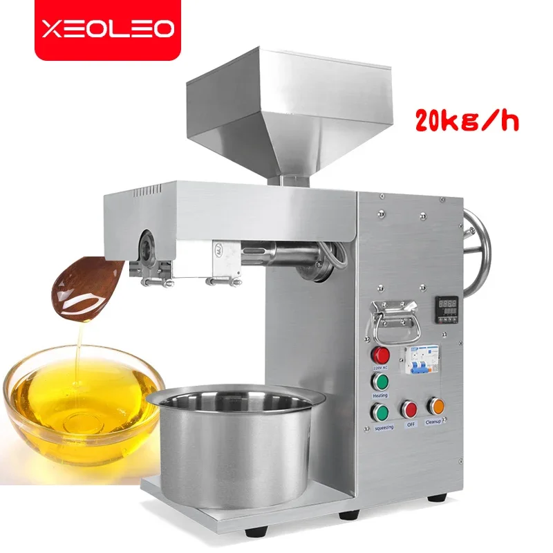 XEOLEO Commercial Oil Press Machine 1800W Industrial Oil Presser Olive oil press Stainless Steel High Oil Extractor