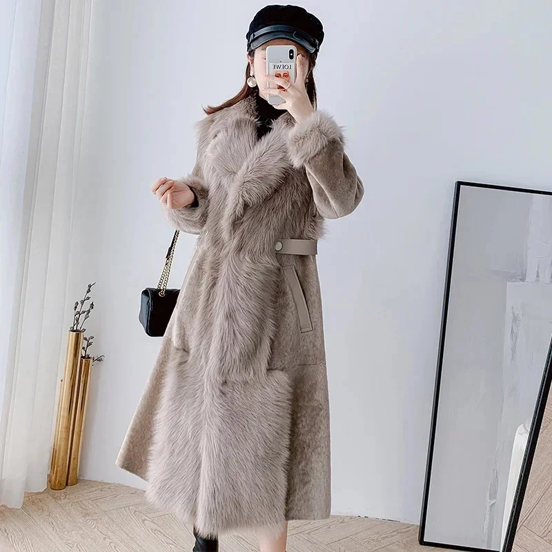 High Quality Natural Fur Coat Women Sheep Shearling Korean Female Jacket Luxury Clothes Winter 2024 Mulheres Casacos Pph2383