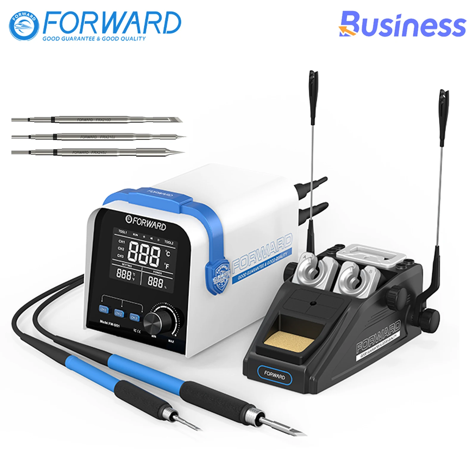 Forward FW-SI01 Intelligent Double Welding Station with 245 210 Welding Handle Iron Tips kit for Phones PCB BGA Repair tools set