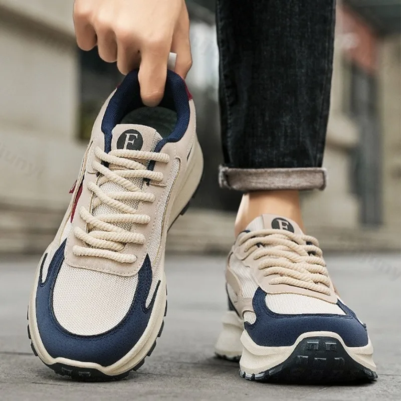 

Мужская модная тенденция, низкие повседневные спортивные туфли, осень 2024, сетчатые дышащие, удобные, универсальные, нескользящие, массивные кроссовки