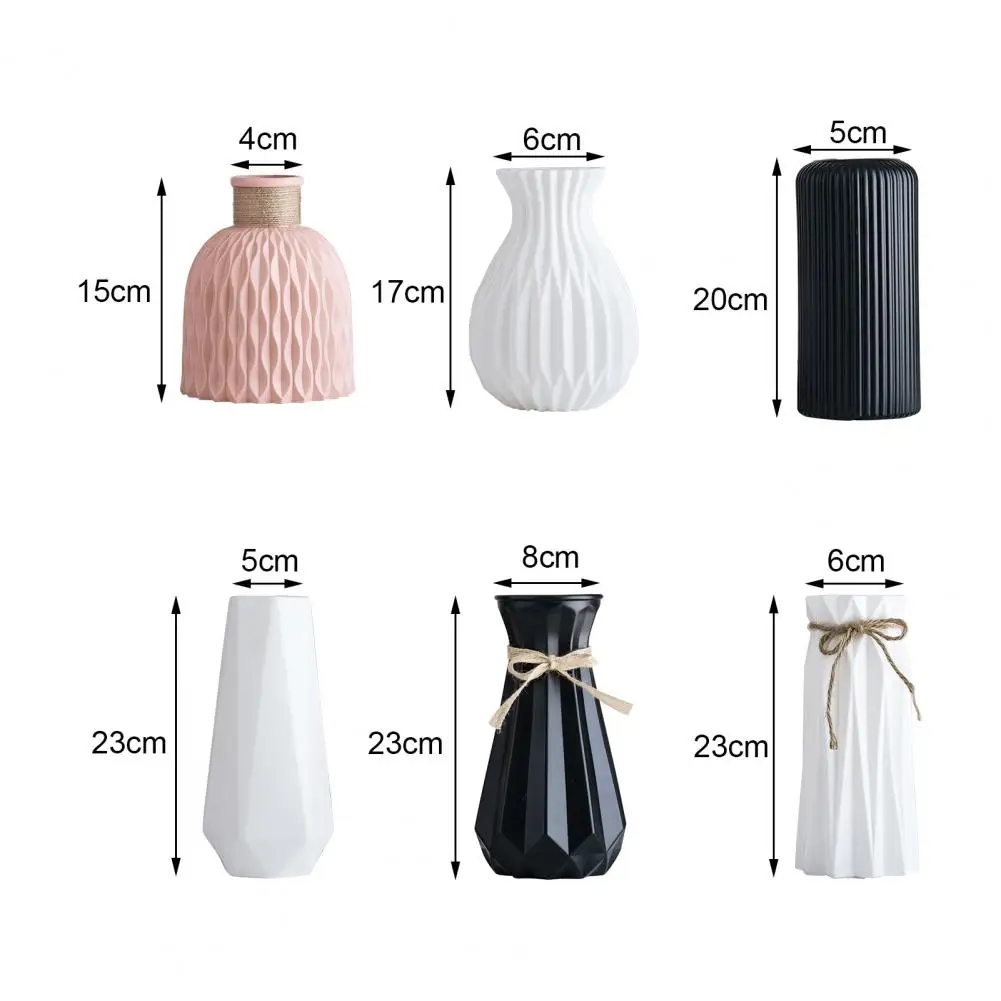 Nordic Flower Vase Imitation Ceramic Plastic Flower Vase Pot Home Living Room Desktop Decoration Wedding Centerpiece Arrangement
