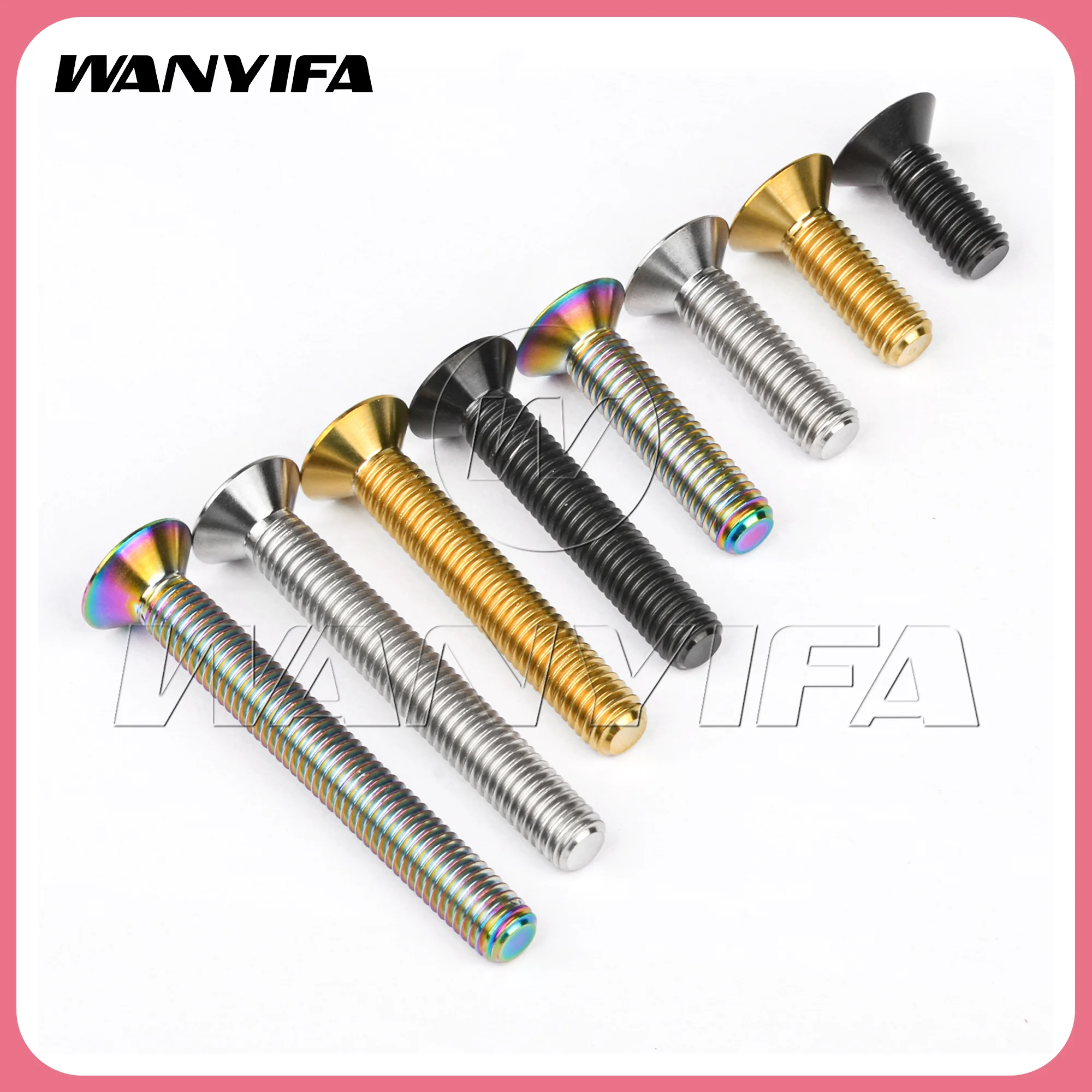 Wanyifa  Titanium Bolt  M6/M8x10 15 20 25 30 35 40 45 50 60 65mm  Countersunk Hexagon Head Screw  Alloy Fasteners