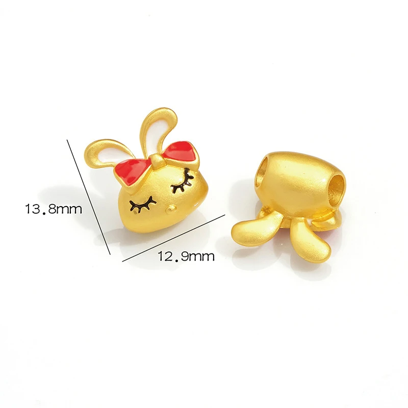 1pc New Drip Oil Cute Animal Beads Bow-Bunny Rabbit Charm DIY Jewelry Making Necklace Bracelet Keychain Hair Accessory Wholesale