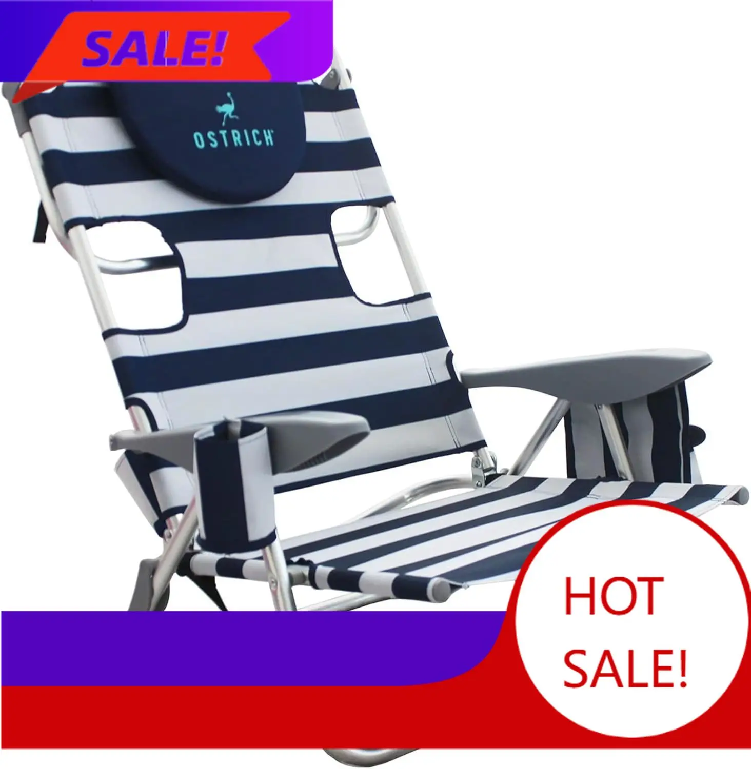 

BestsellerBestsellerBestsellerBestsellerDeluxe On-Your-Back Backpack Reclining Beach Pool Camping Chair, Striped
