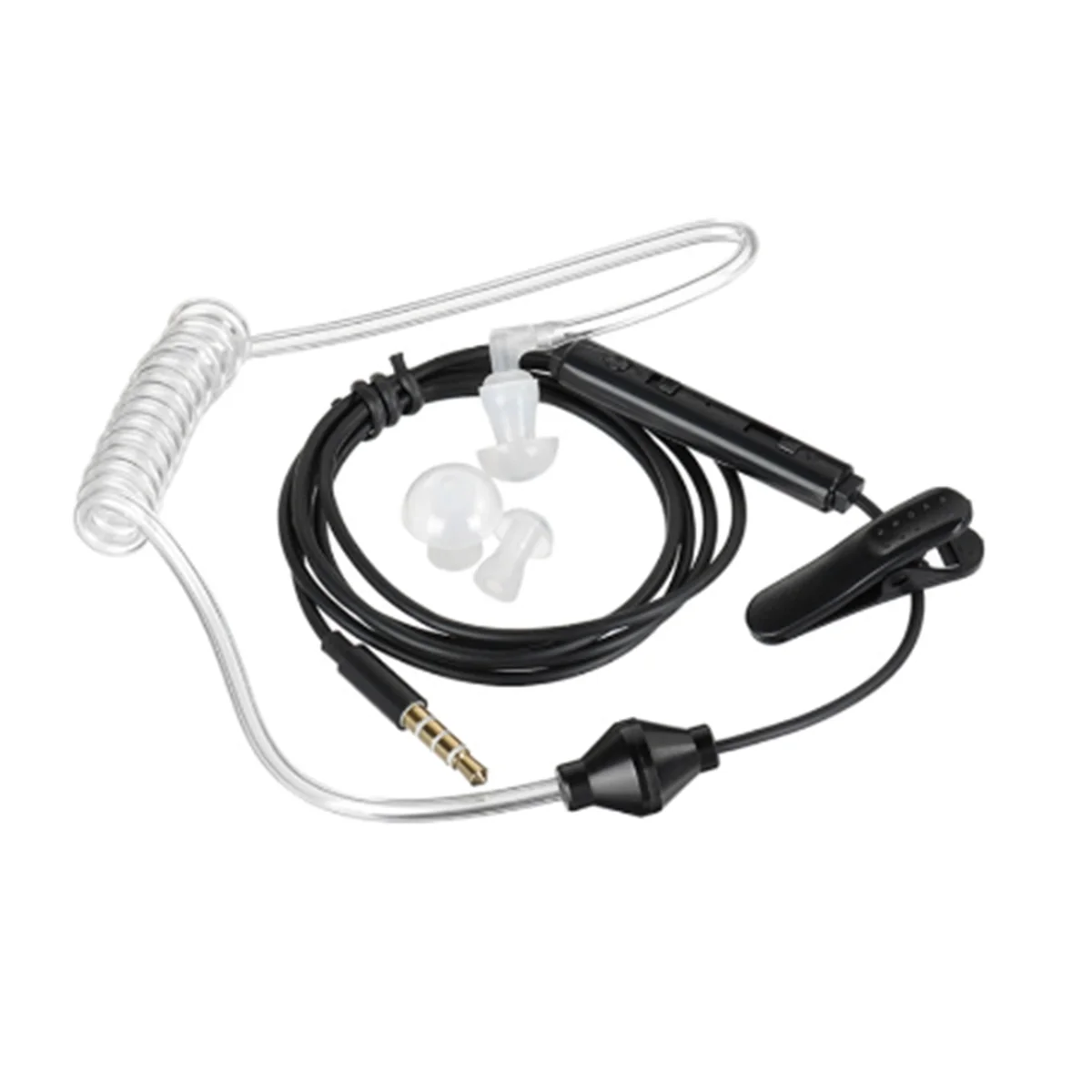 A57G-단일 헤드폰 3.5mm 안티 방사선 휴대 전화 이어폰, 전화용 공기 파이프 마이크 포함 블랙