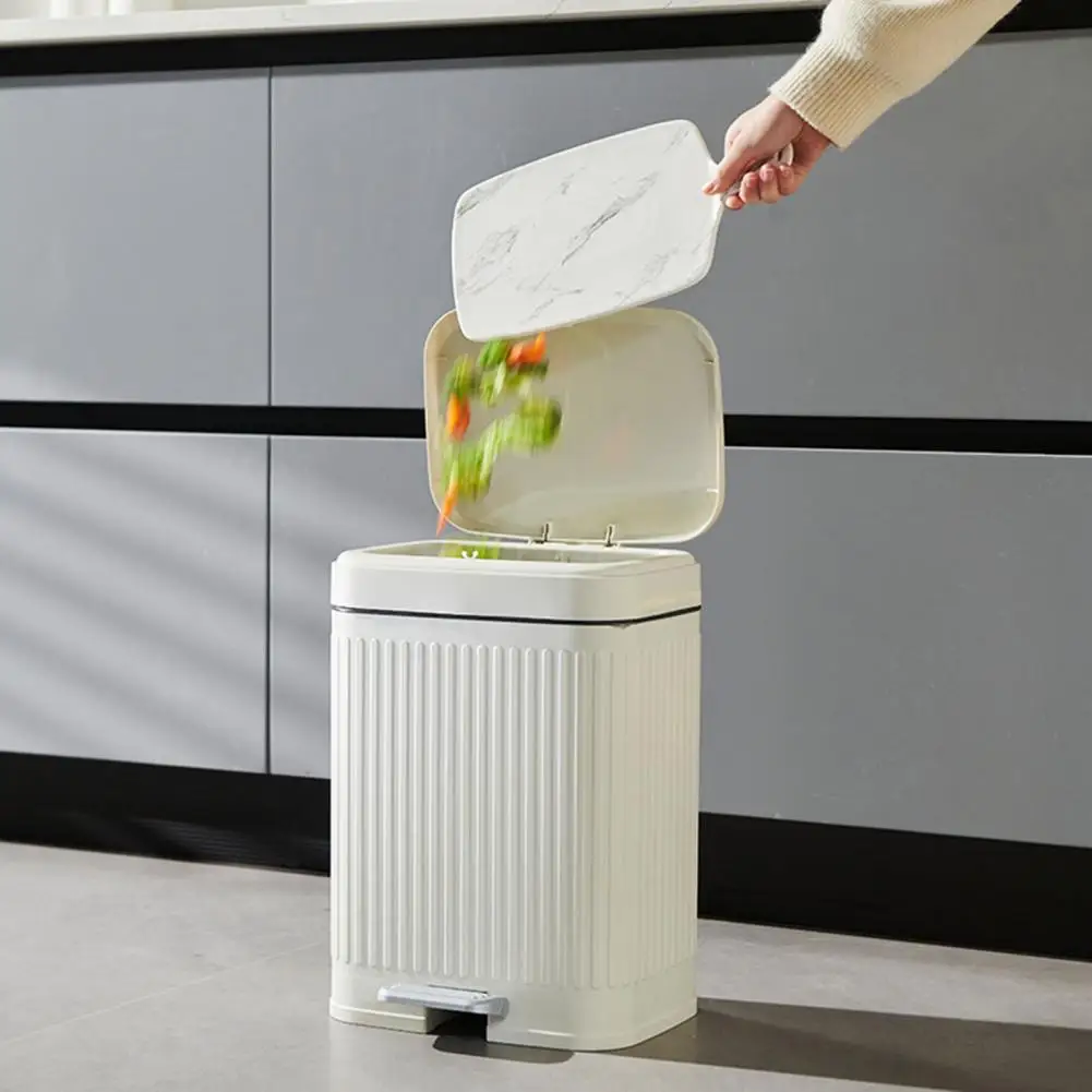 Trash Bin Bin Large Capacity Push-type Trash with Foot Pedal for Bathroom Smell Insulation Garbage Bin Easy to Use Waste Basket