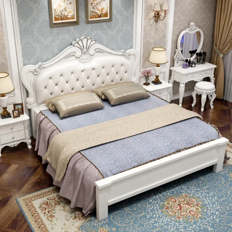 European bed double bed, master bedroom princess bed