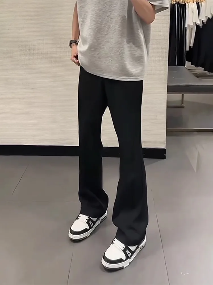 

Bla Ice Silk Flared Men's Summer High Waist Straight Leg Pants Qui Dry Cleanfit Slimming Trousers Cotton Polyester Blend