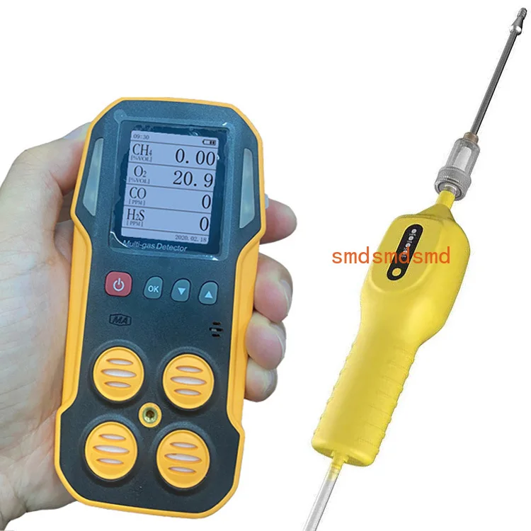 Handheld air gas sample auto calibration CH4/LEL/H2S/CO/O2/CO2/SO2/NO2 6 in 1 portable multi gas analyzers detector