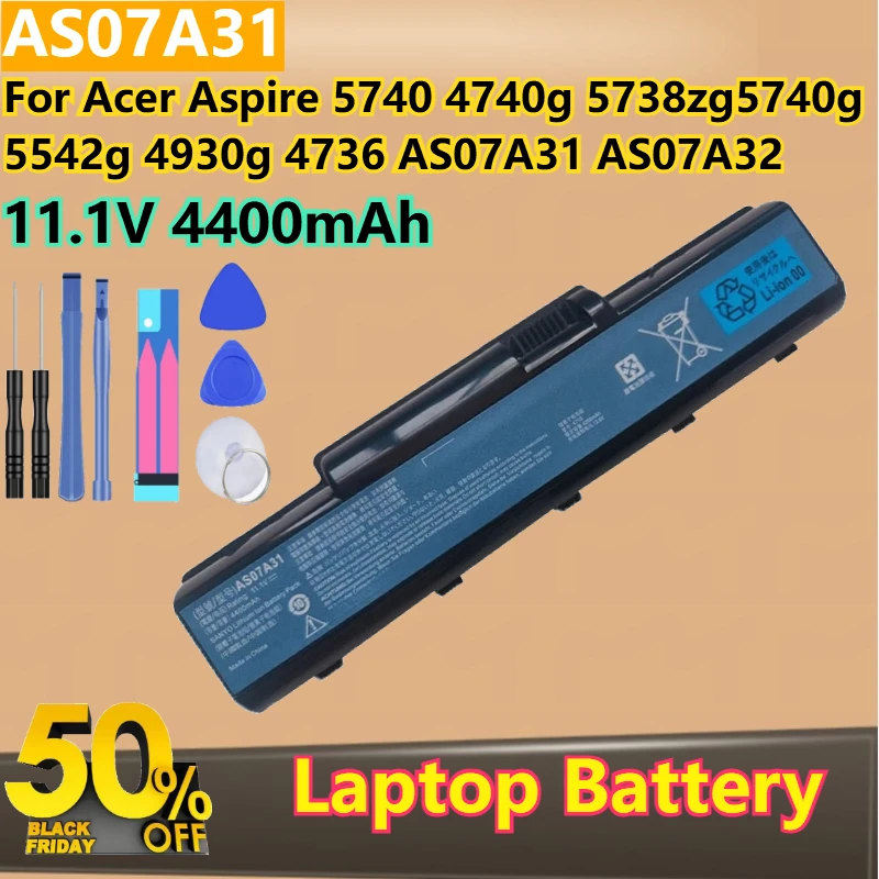 

For Acer Aspire 5740 4740g 5738zg 5740g 5542g 4930g AS07A32 AS07A41 AS07A31 AS07A31 Laptop Battery 11.1V 4400mAh with Tools
