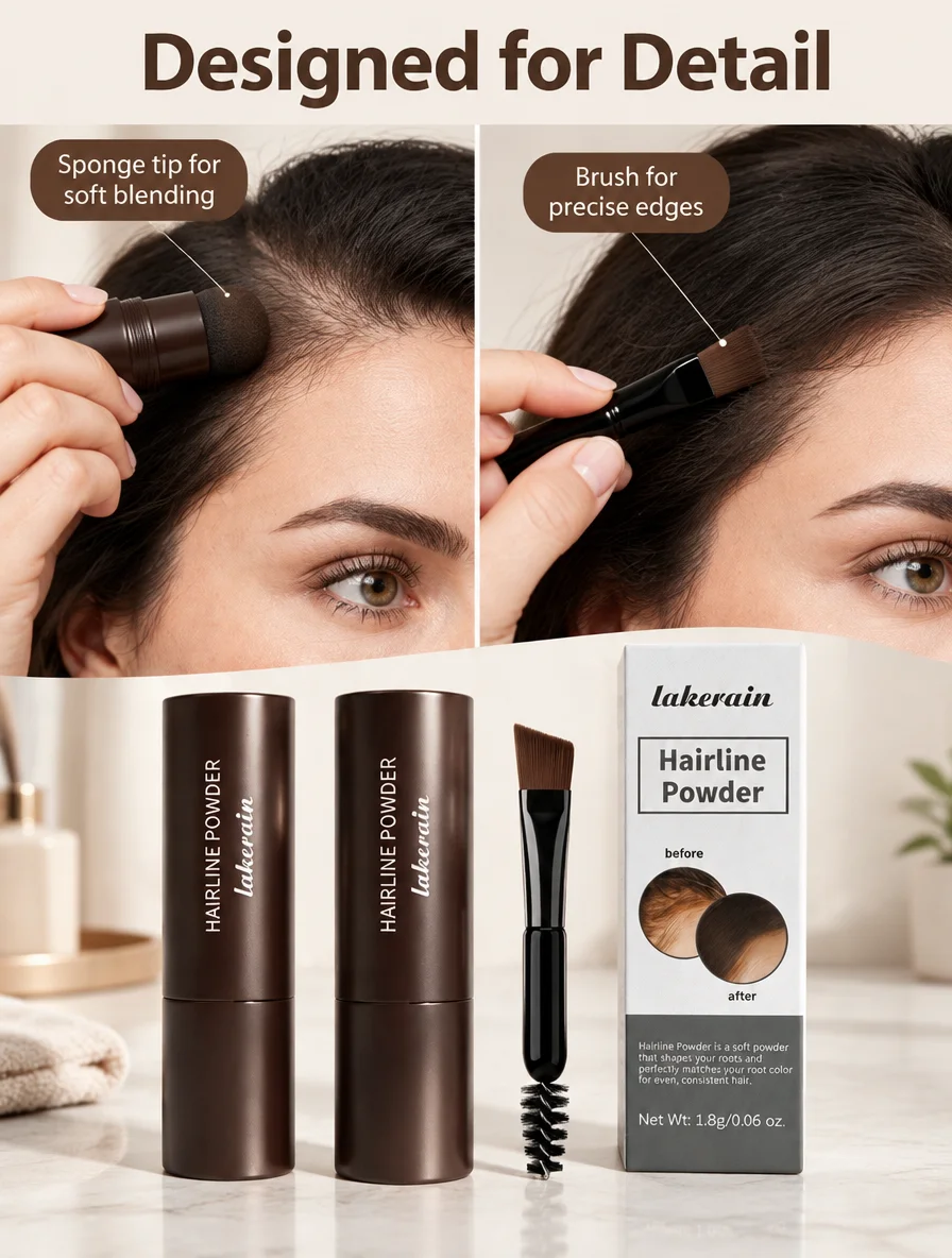 2Pack Hairline Powder Natural Hair Shadow Cover Thinning Hair Root Concealer Touch Up Hair Makeup 5 Shades