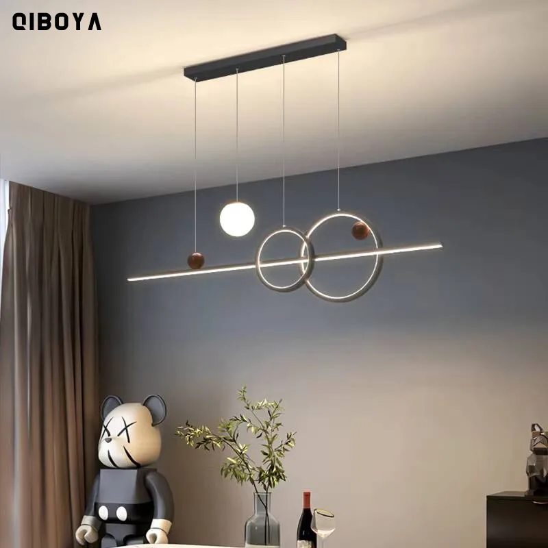 Creative Led Restaurant Pendant Light 2026 New Simple One-word Long Dining Table Bar Chandelier Modern Home Indoor Lighting Lamp
