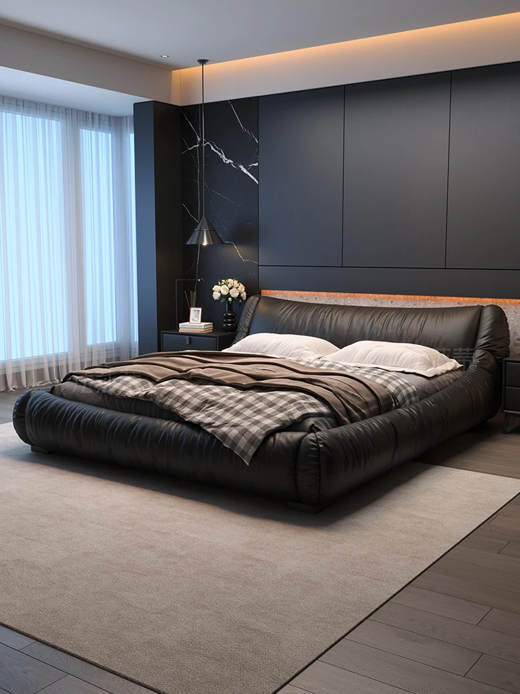 

Fashati Italian minimalist leather bed