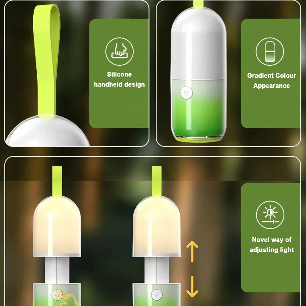 Portable LED Camping Light USB Rechargeable Night Light Outdoor Hanging Lantern Emergency Flashlight Waterproof Torch Lamp