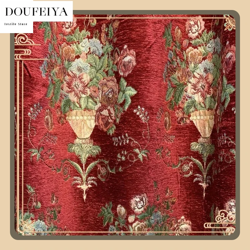 

American Chenille Jacquard Curtains Living Room Bedroom Balcony Jacquard Curtains Blackout Heat Insulation Thick Fabric Decor