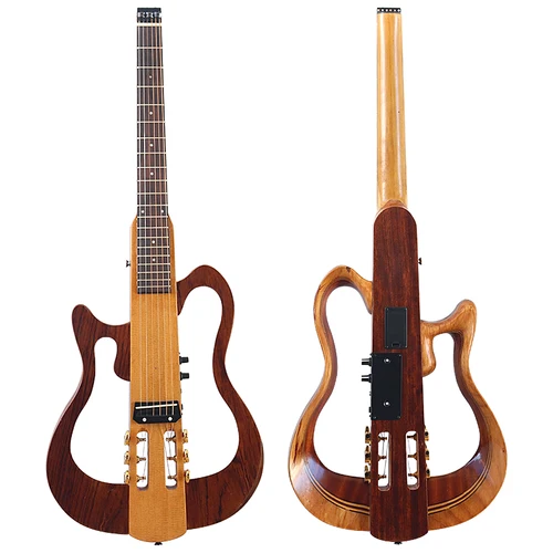 왼손 헤드리스 일렉트릭 어쿠스틱 기타, 사일런트 포크 기타, 한쪽 접이식 가능, 6 현, 39 인치 