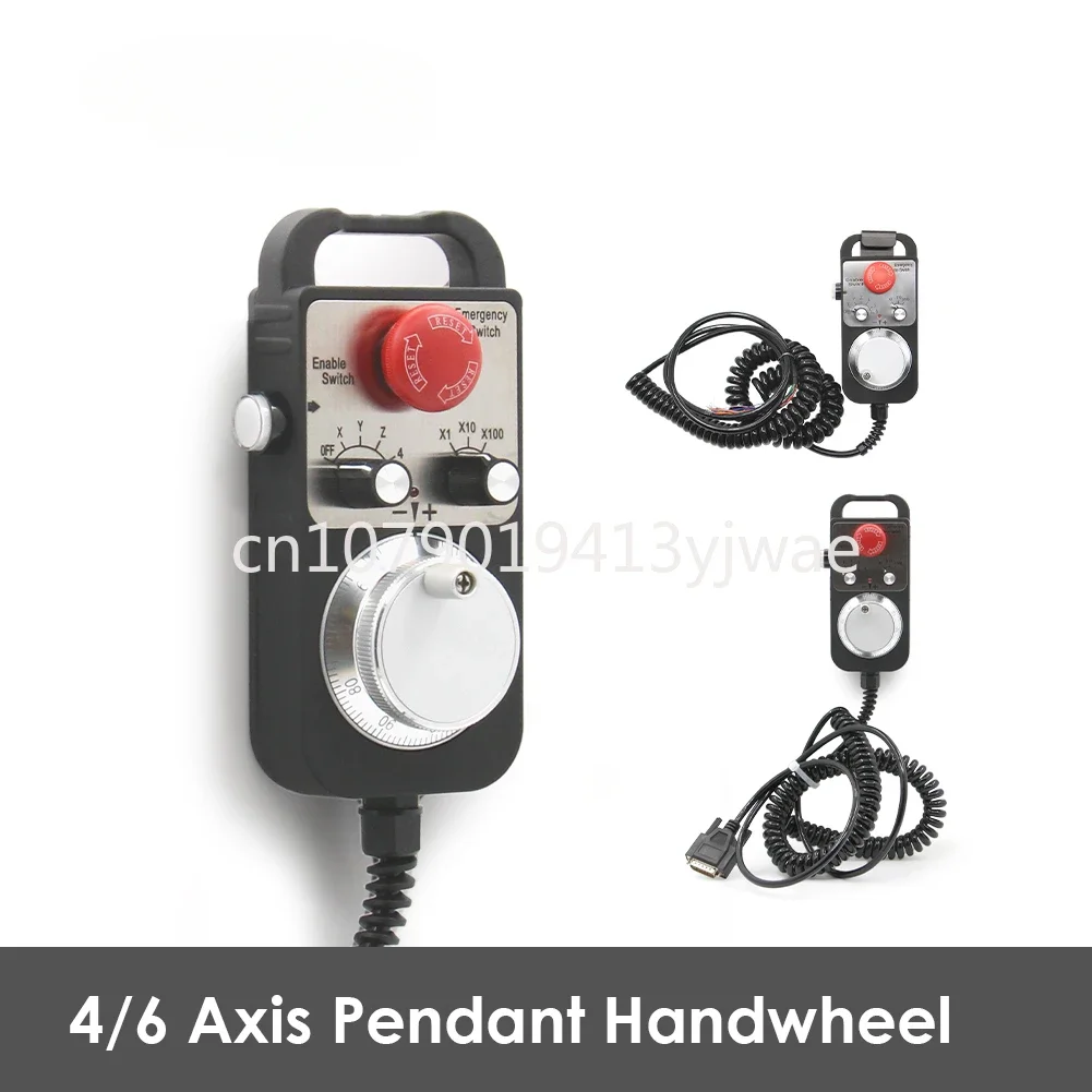 HandWheel 4/6 Tipe Sumbu Universal CNC MPG Liontin Roda Tangan 100 Pulse 5V & Darurat Berhenti CNC Router HandWheel in stock