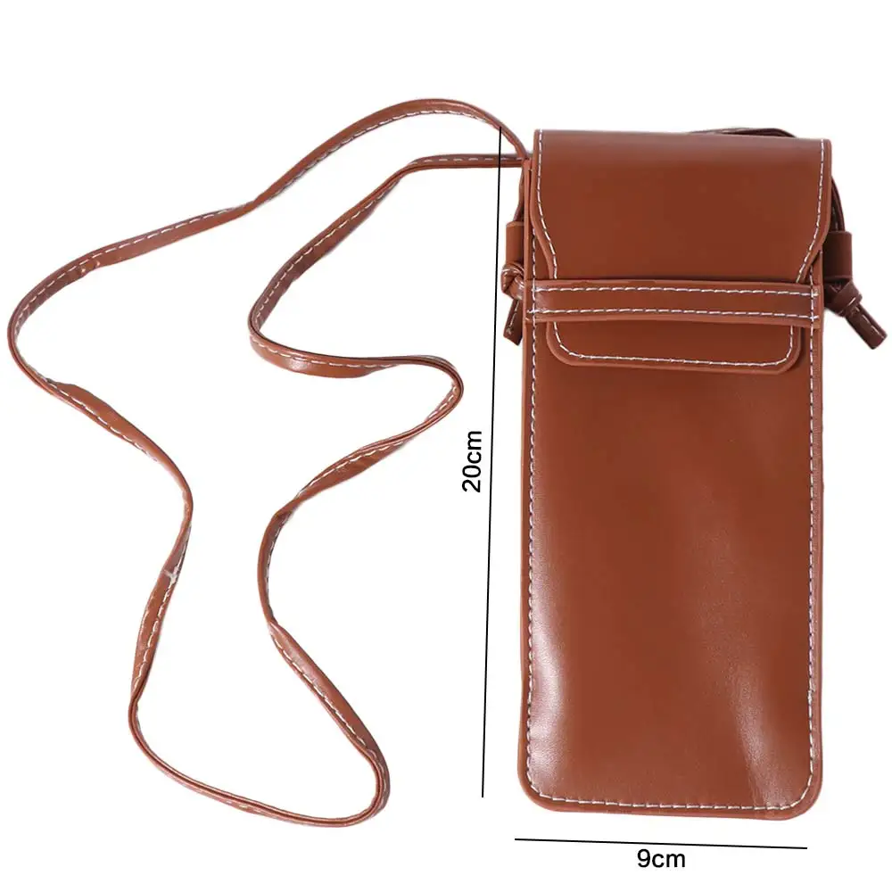 Handmade PU Leather Glasses Bag Hanging Shoulder Sunglasses Glasses Storage Bag Korean Style Eyeglass Glasses Protector Case