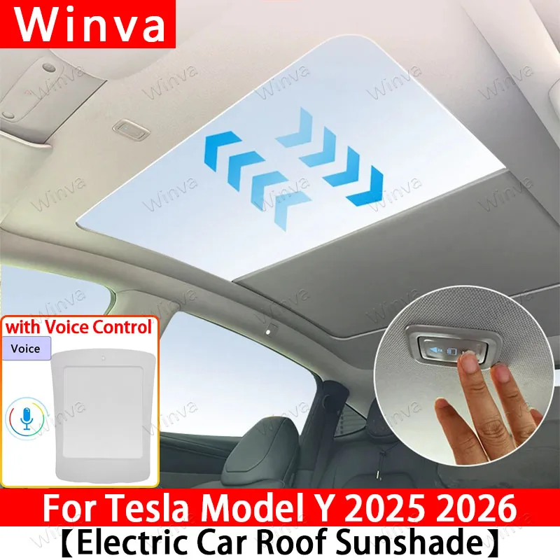 

For Tesla Model Y Juniper 2025 Electric Sunshade Voice Control Car Roof Visor Sunroof Sun Shade UV Reflector Protect Accessories