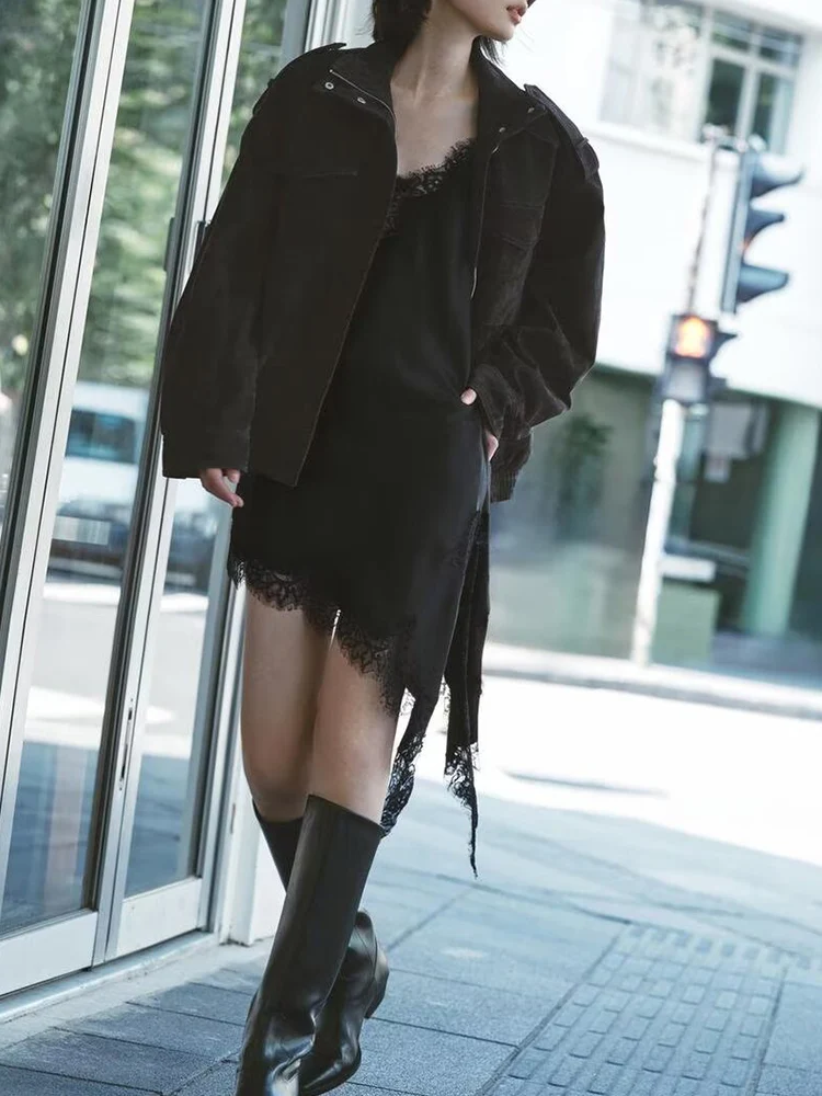 

European and American style women's autumn new fashion street style long-sleeved stand-up collar casual loose jacket top coat