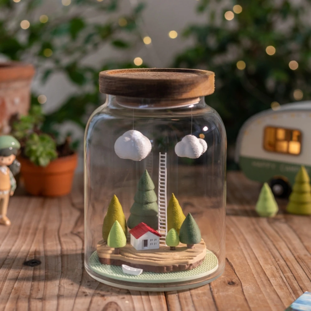 Micro Landscape Glass Bottles Creativity Small House Grove Cloud Ornament Home Decor Christmas Birthday Gift for Girl