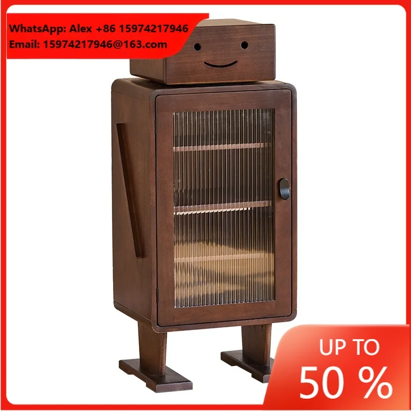 Home Elegance Chinese Style Robot TV Cabinet Solid Wood Living Room Storage Chest Drawers With LED Light Complete Set